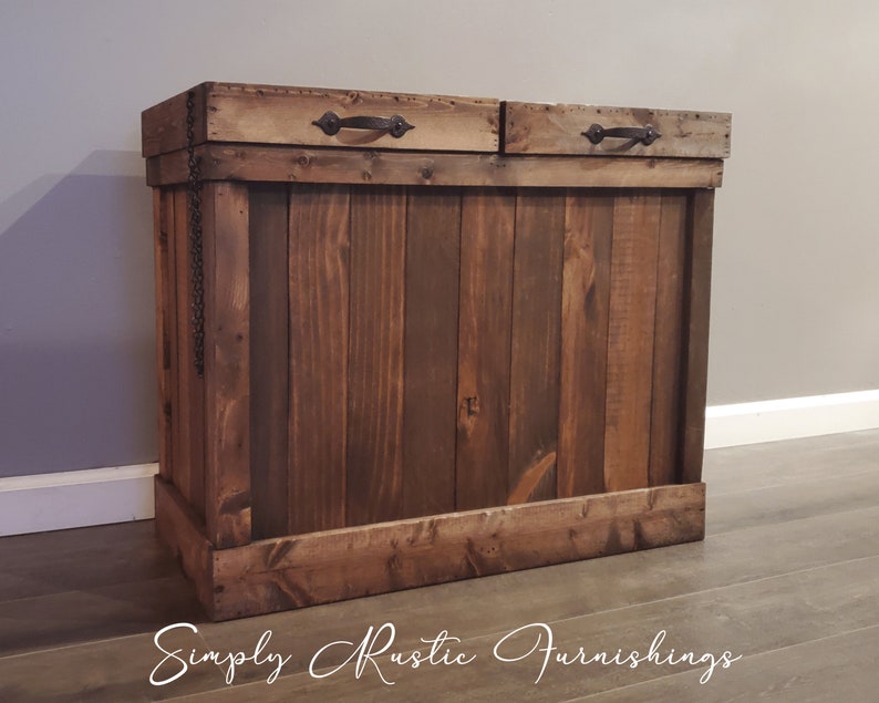 13 Gallon Bin Dog Food Bin Pet Food Container Wood Storage Etsy