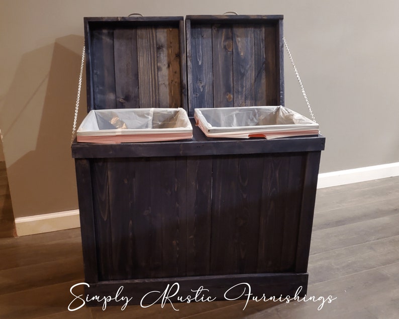 Kitchen Trash Can Double Sided Rustic Farmhouse Storage Etsy
