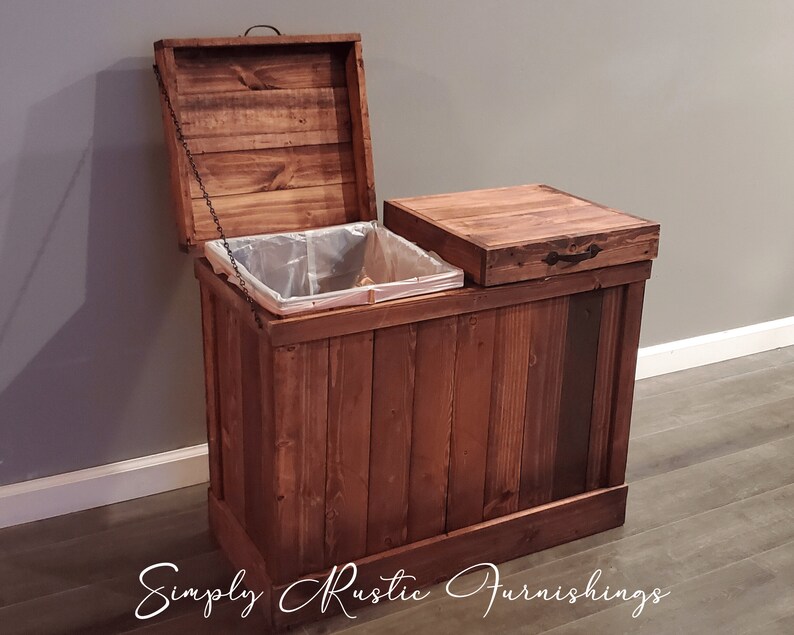 Cesta de lavandería de madera rústica papelera rústica cesto | Etsy