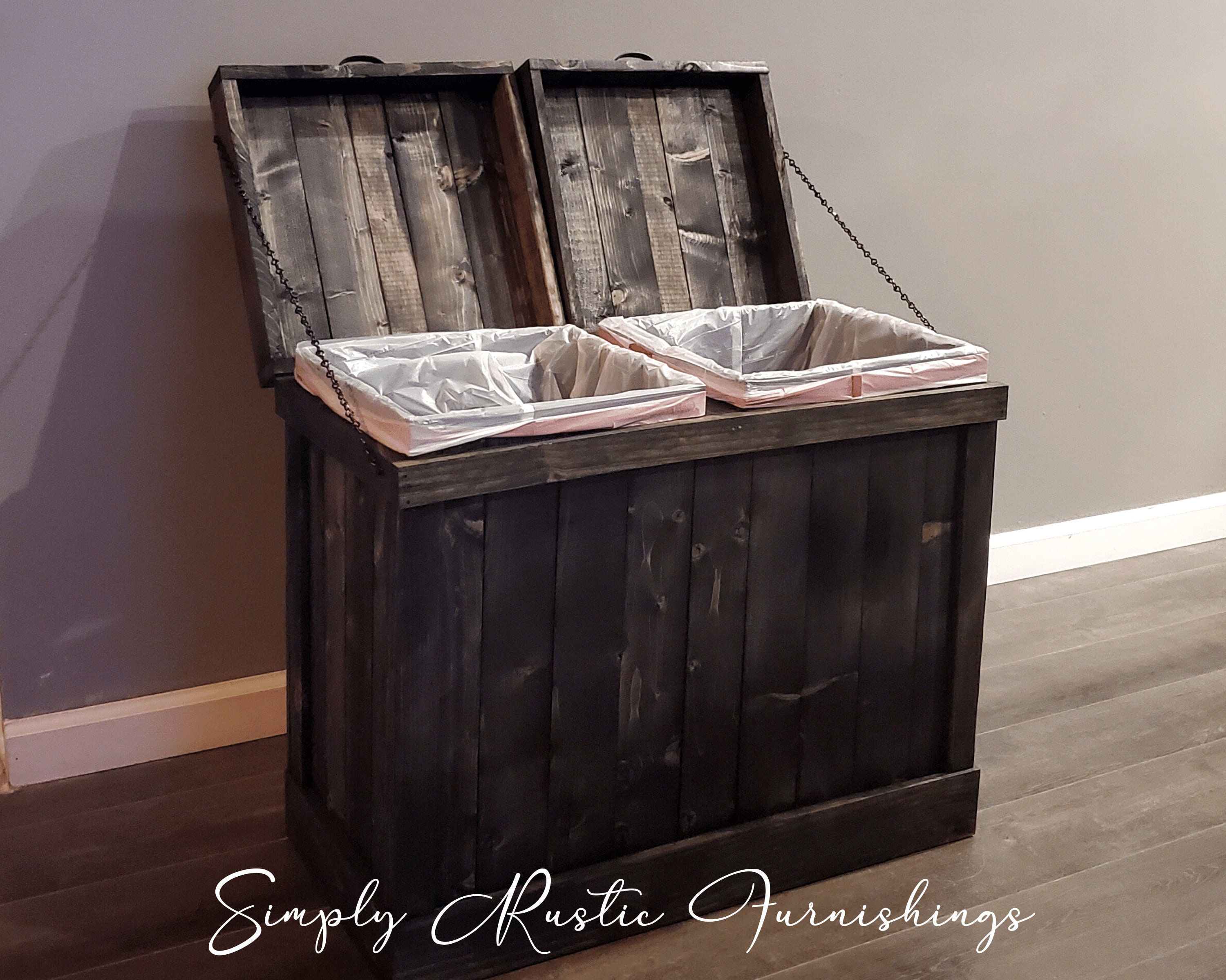 Double Laundry Hamper Rustic Hamper Rustic Storage Bin Wood Etsy