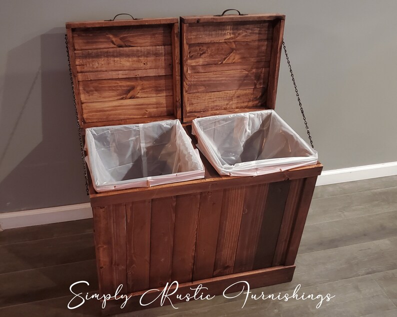 Rustic Wood Laundry Hamper Rustic Trash Bin Farmhouse Etsy