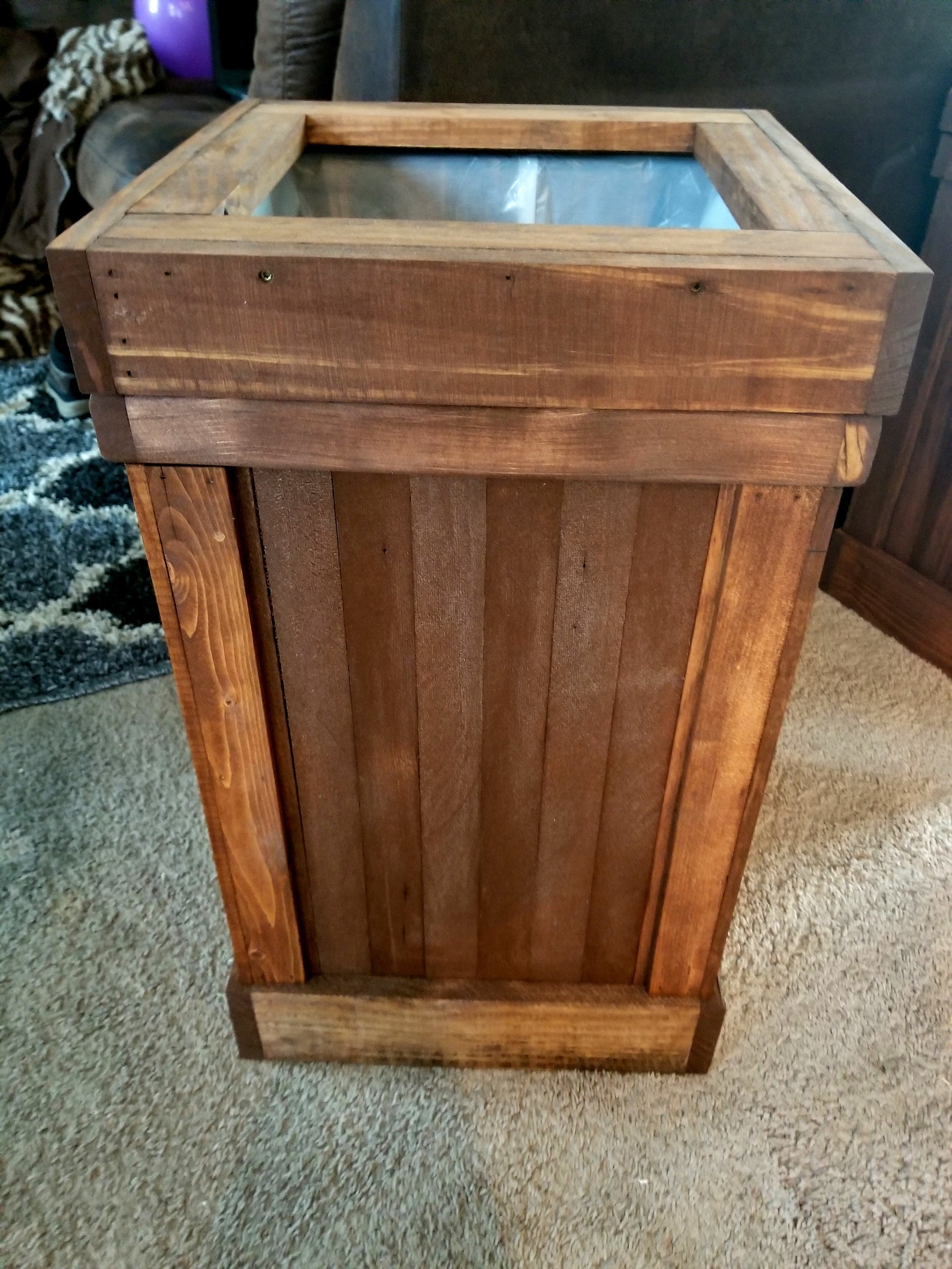 Rustic Garbage Bin Wood Trash Can Farmhouse Garbage Can Etsy