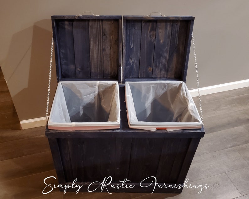 Kitchen Trash Can Double Sided Rustic Farmhouse Storage Etsy