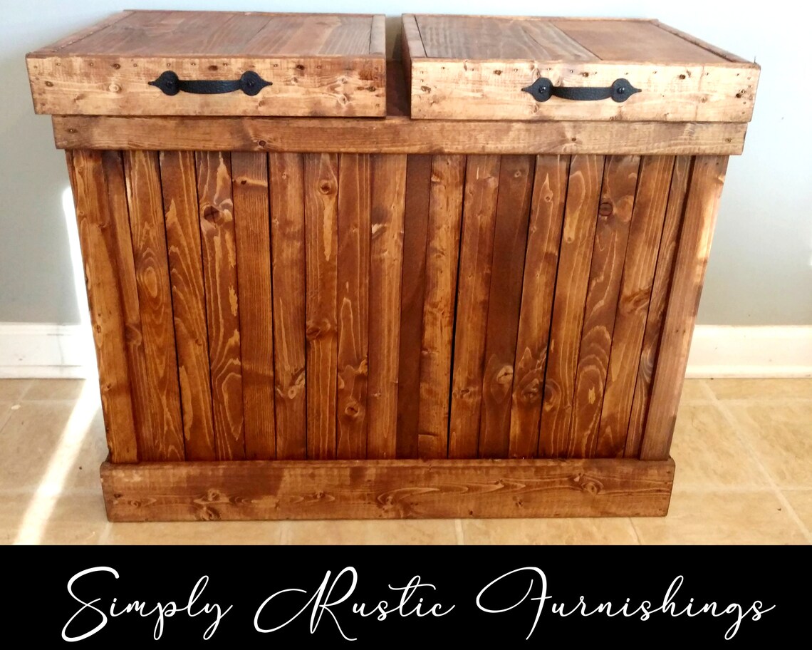 Double Trash Can 13 Gallon Trash Can Rustic Trash Can Etsy