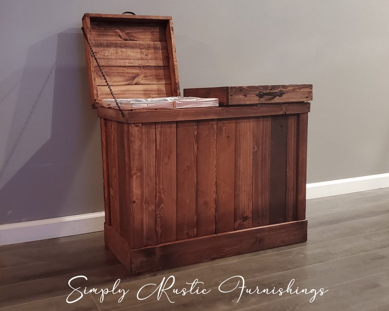 Rustic Wood Laundry Hamper Rustic Trash Bin Farmhouse Etsy