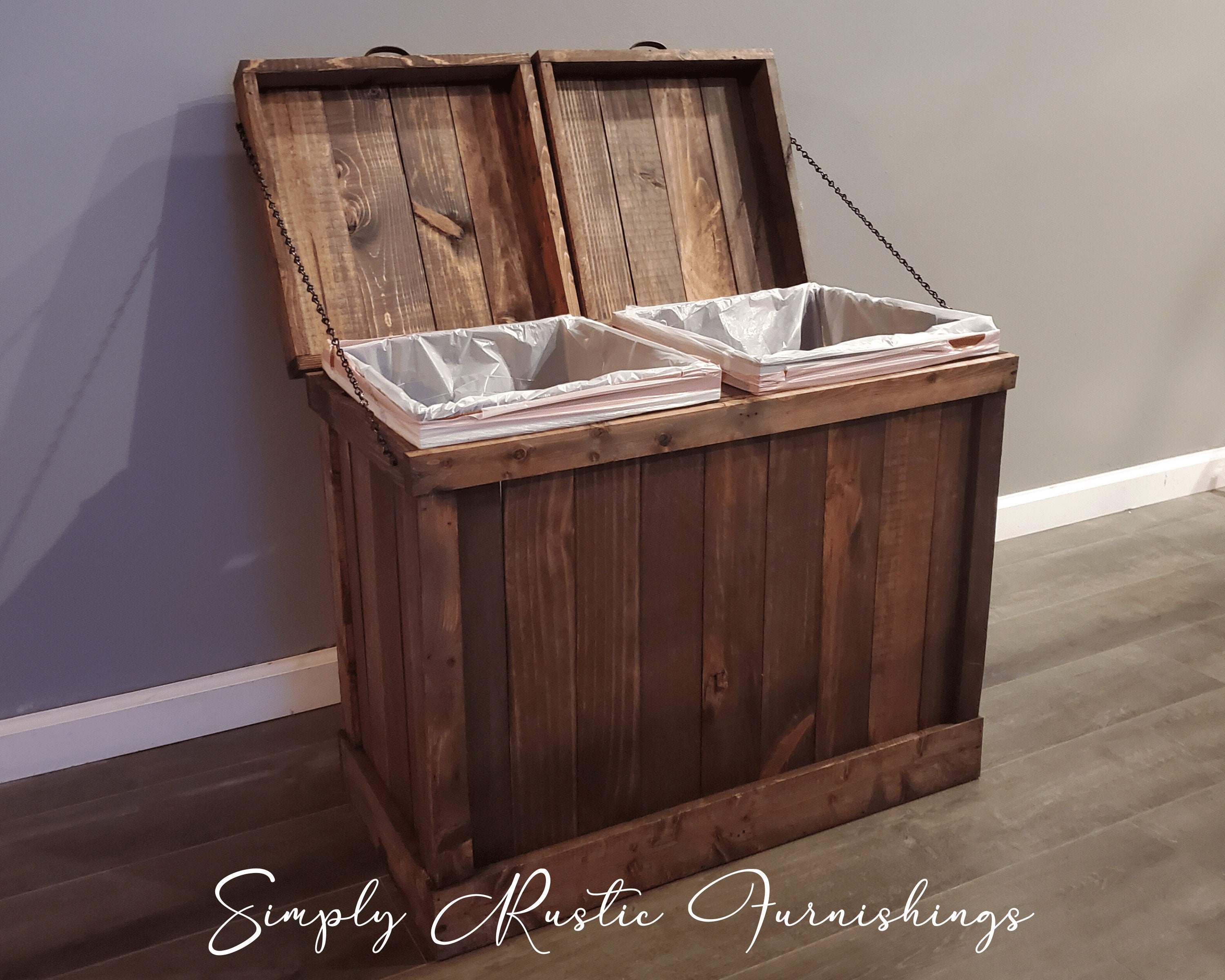 13 Gallon Bin Dog Food Bin Pet Food Container Wood Storage Etsy