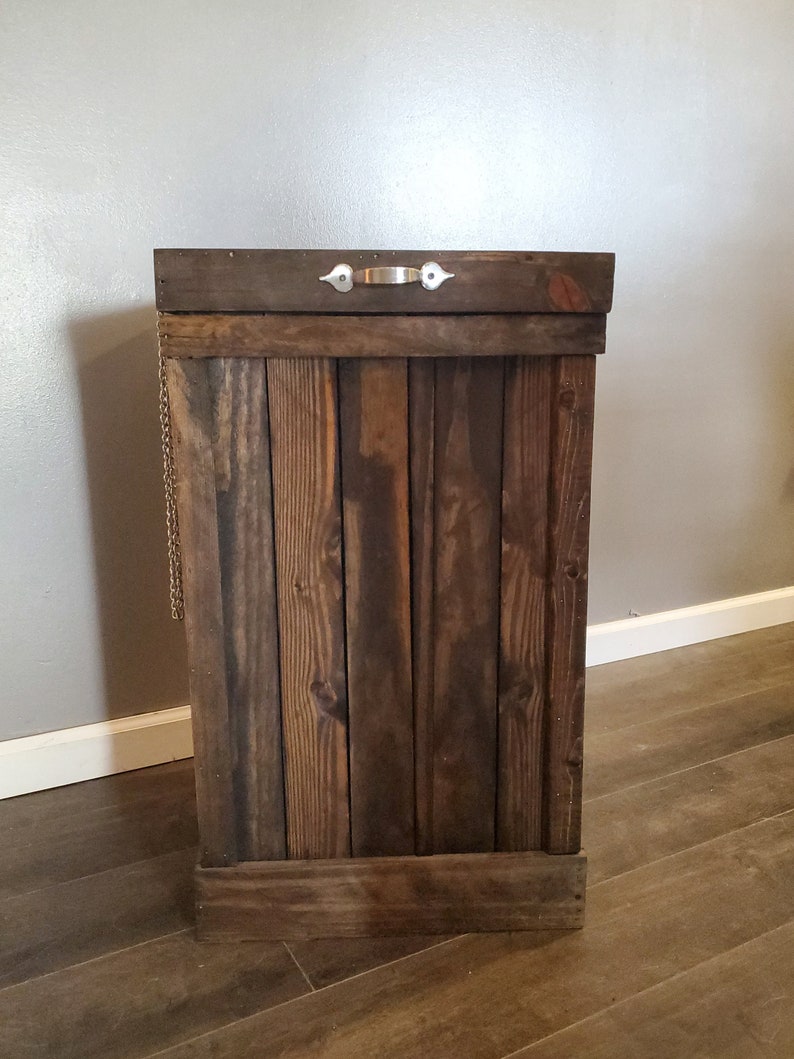 Rustic Wood Trash Can 30 Gallon Trash Bin Rustic Kitchen Etsy