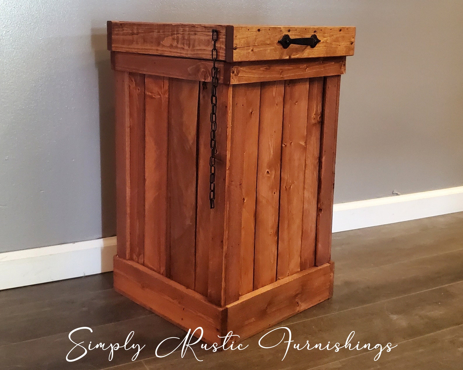 13 Gallon Rustic Kitchen Trash Can Wood Trash Can Wood Trash | Etsy