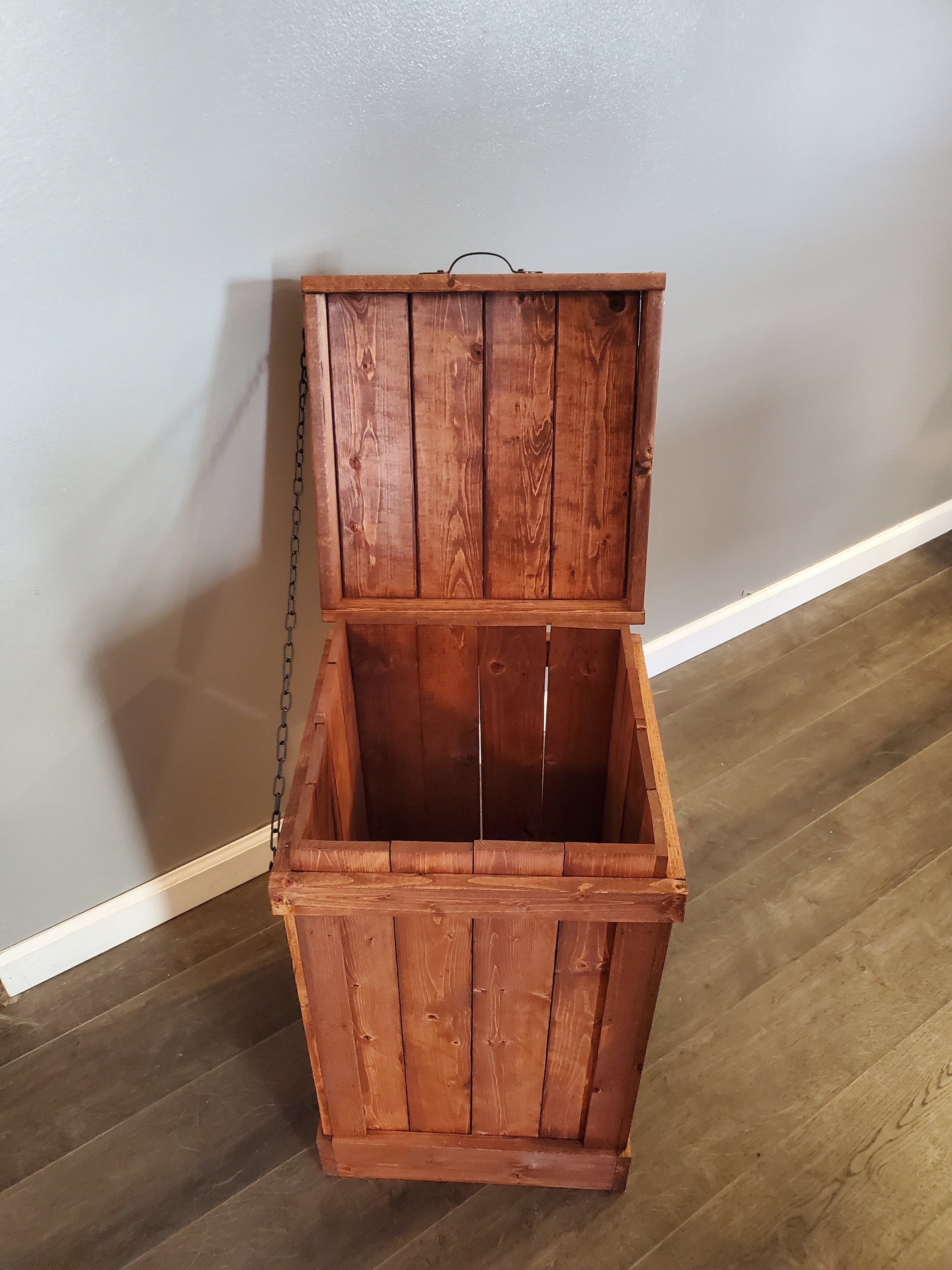 13 Gallon Rustic Kitchen Trash Can Wood Trash Can Wood Trash Etsy