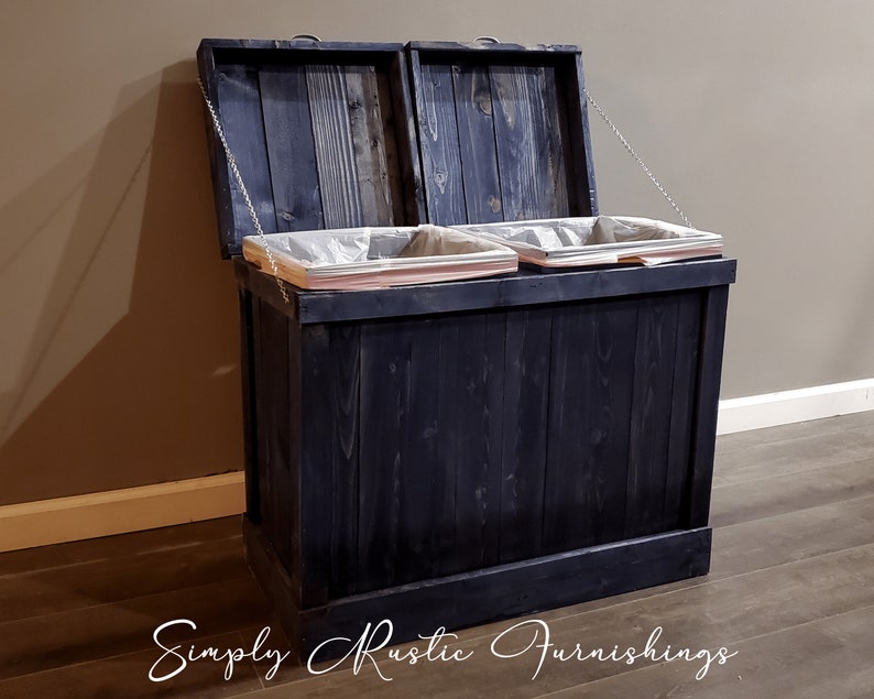 Kitchen Trash Can Double Sided Rustic Farmhouse Storage Etsy