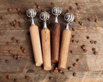 Woodturned Coffee Scoop - Steel with Salvaged Wood Handle