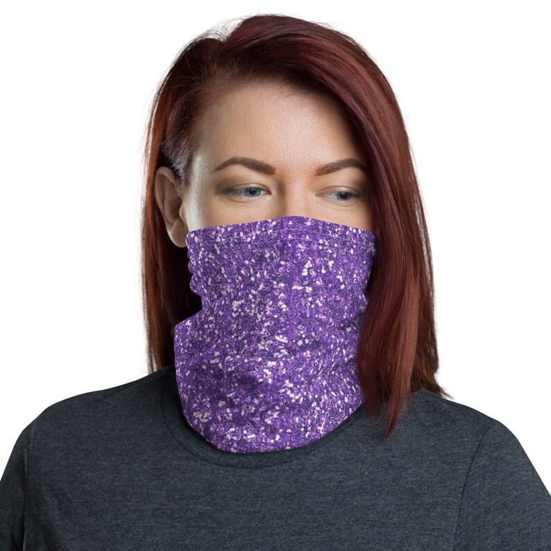 Purple Glitter Neck Gaiter Glitter Headband Purple Sparkly Etsy