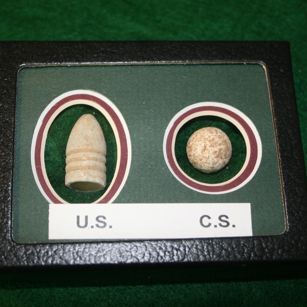 Civil War Bullet Display U.S and C.S.