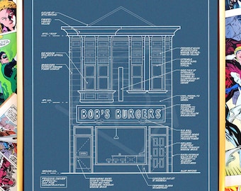 Bob's Burgers Inspired Art Blueprint, Bob's Burgers Art, Bob's Burgers Fan Art, Bob's Burgers Poster