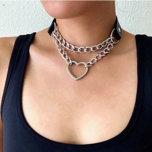 Goth Choker Red Leather Double Layer Necklace Thin - Depop