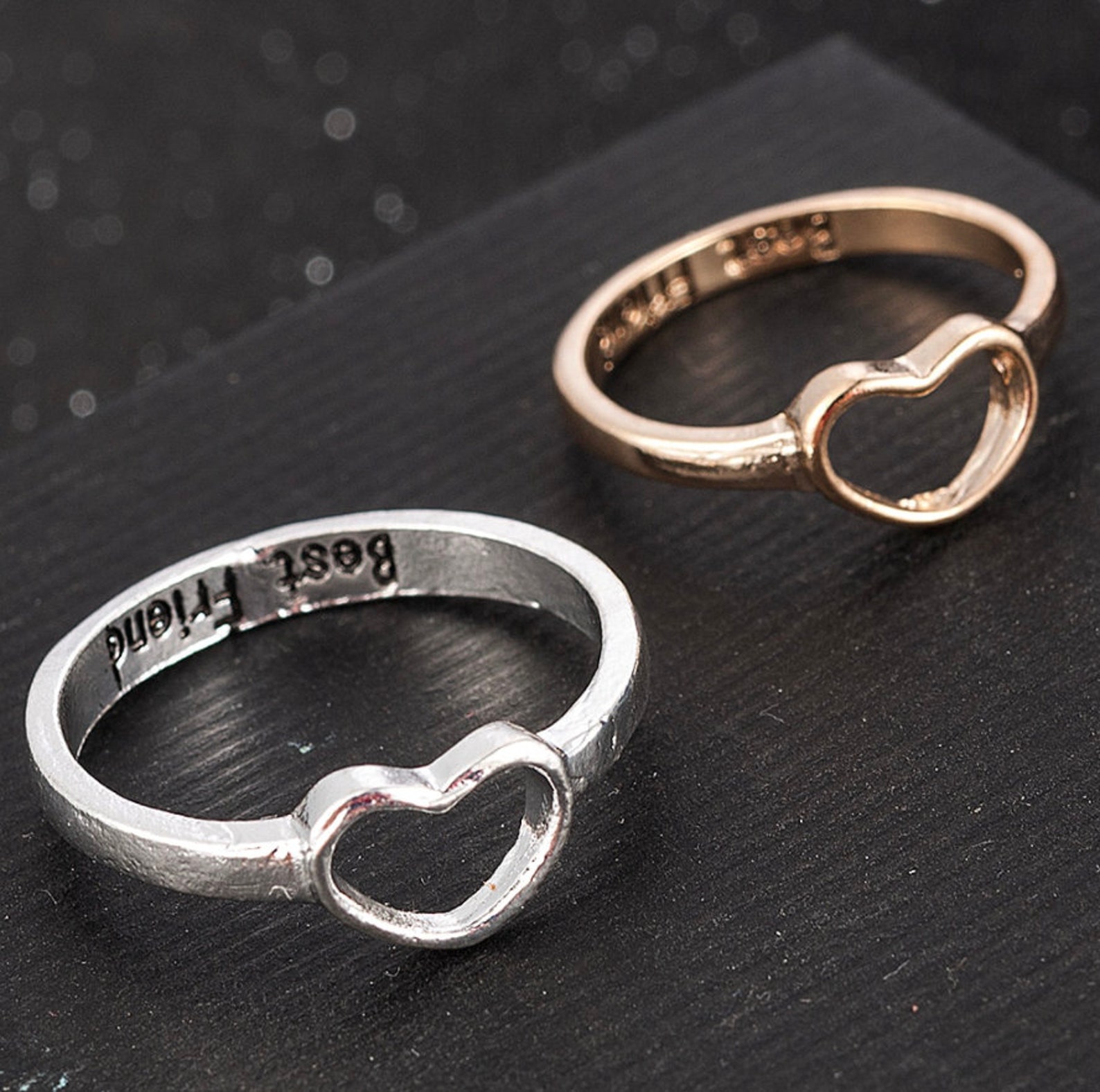 Best Friend Rings Heart Promise Rings Anniversary Ring Fashion Etsy