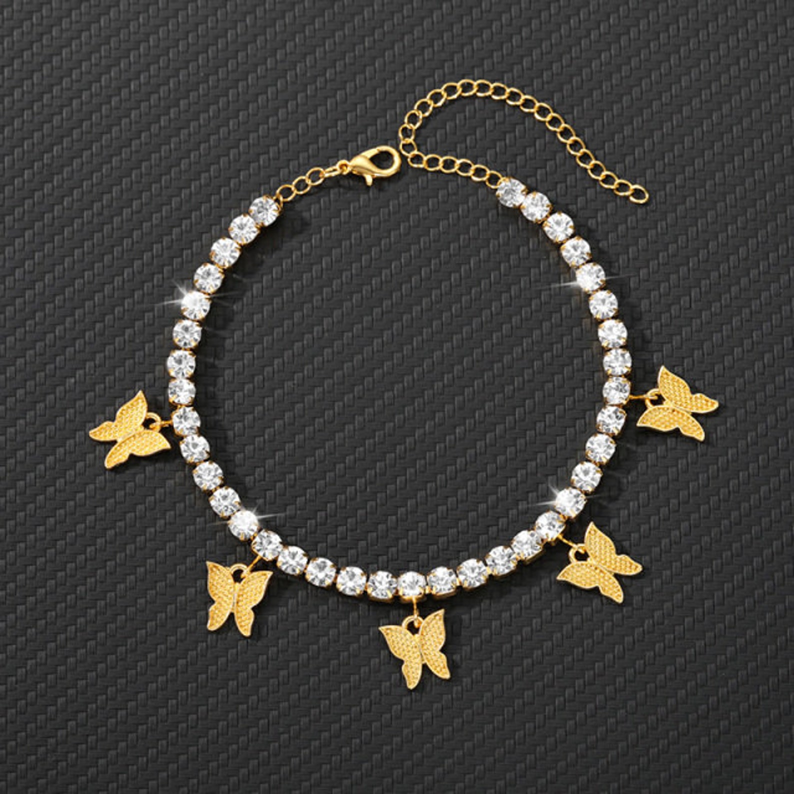 Gold Butterfly Anklet Rhinestone Crystal Butterfly Anklets For Etsy