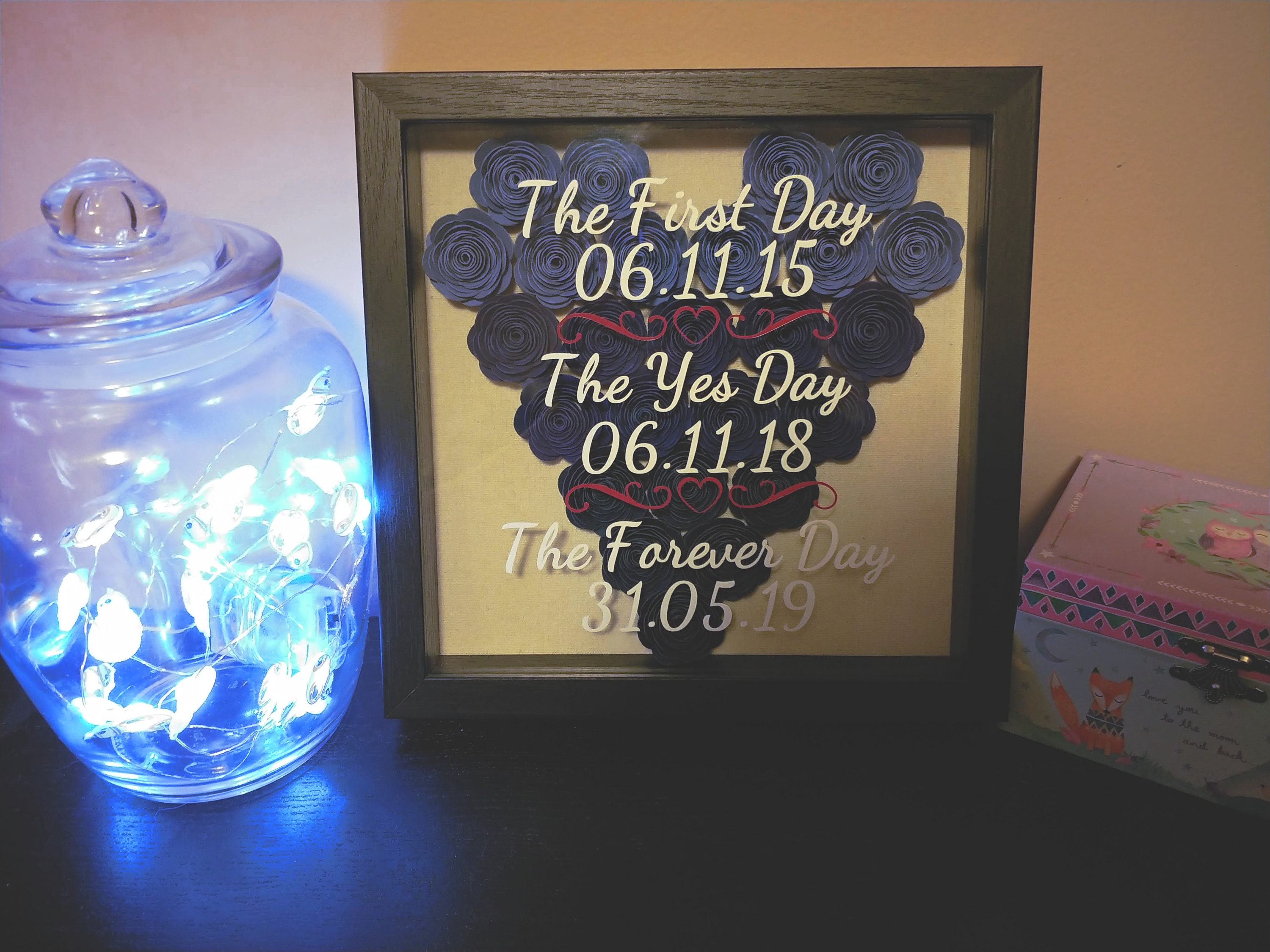 Anniversary Custom Shadow Box Special Dates Personalized Etsy