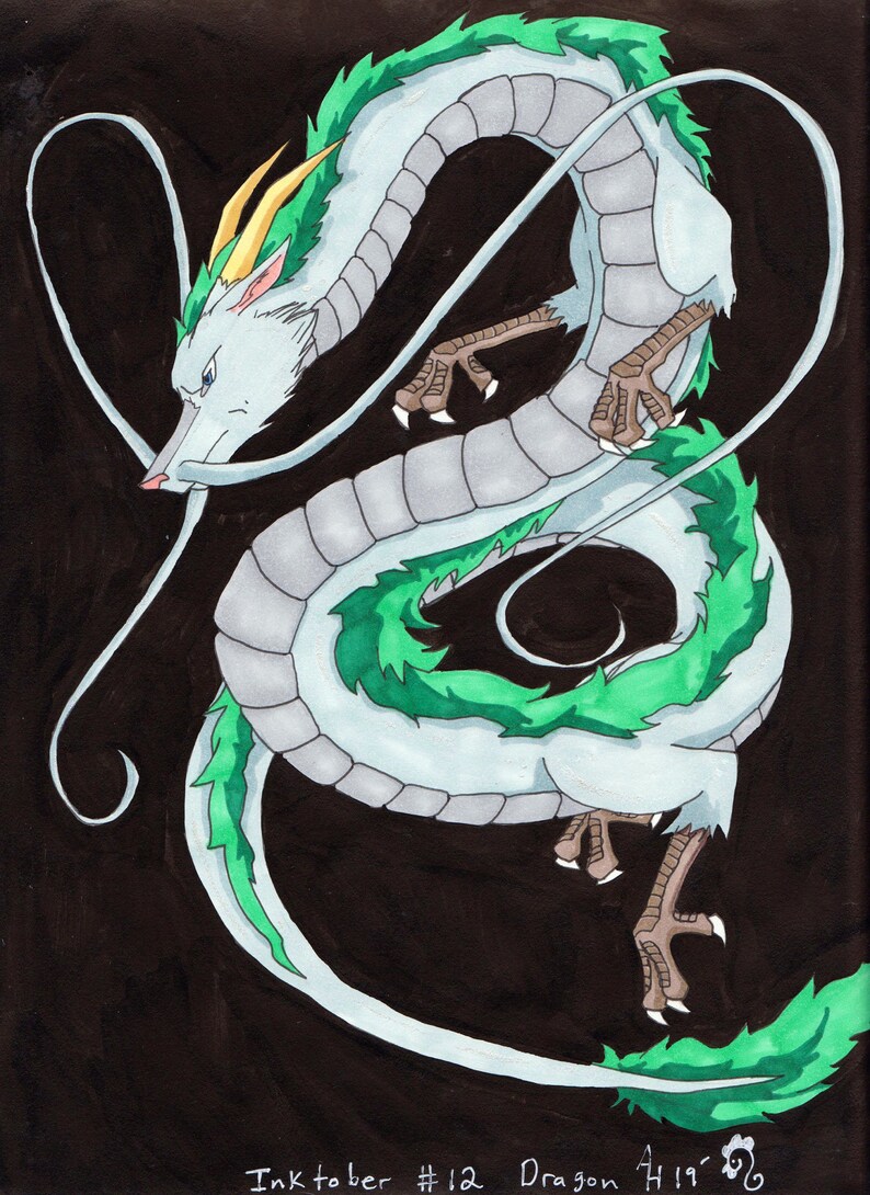 Haku Dragon Spirited Away Fan Art Drawing | Etsy
