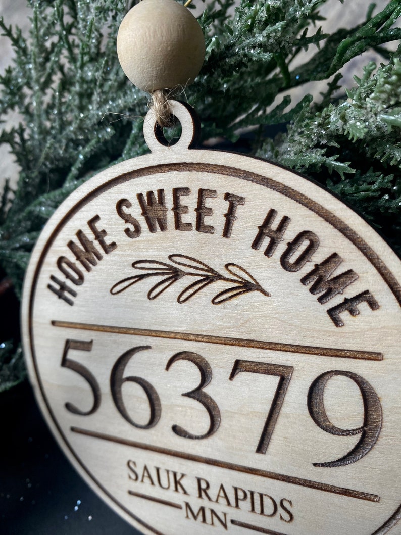 Custom Ornament Home Sweet Home Zip Code Christmas Ornament Etsy