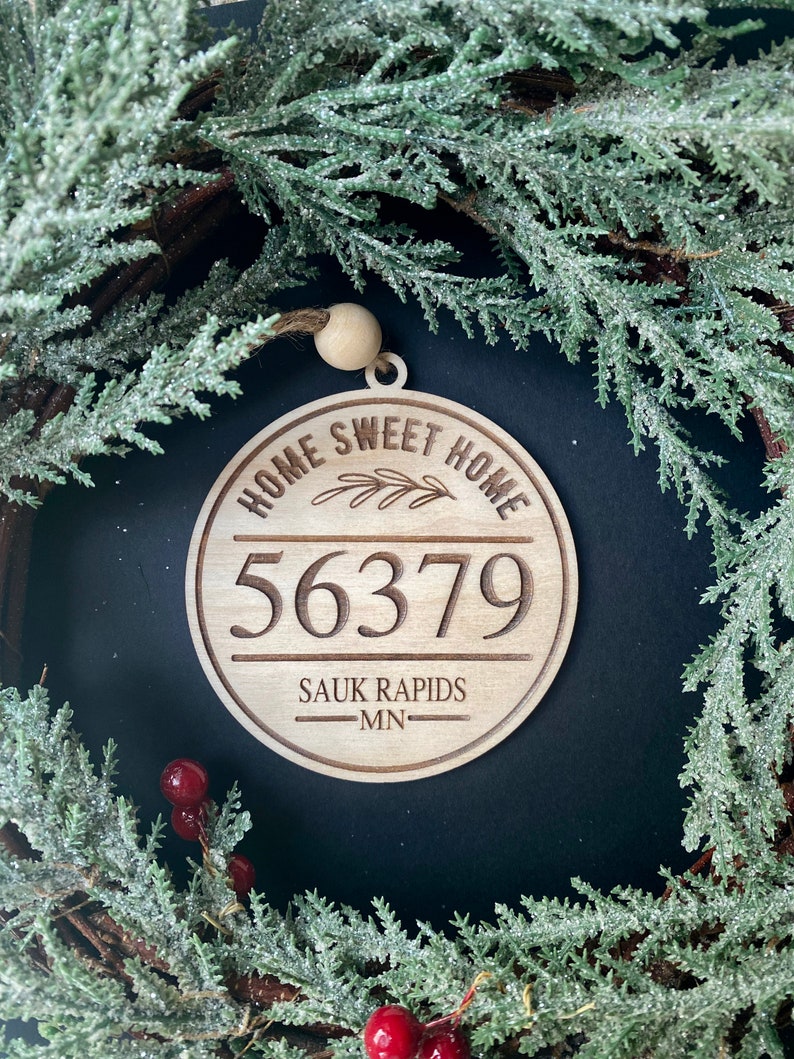 Custom Ornament Home Sweet Home Zip Code Christmas Ornament Etsy