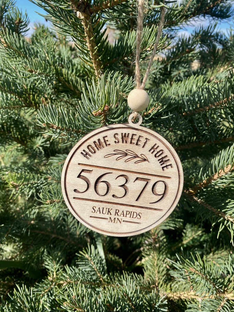 Custom Ornament Home Sweet Home Zip Code Christmas Ornament Etsy