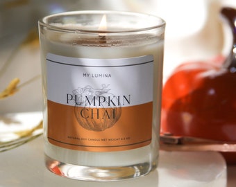 Pumpkin Chai Natural Soy Candle, Autumn Home Decor Candle, Fall Scented Candle, Fall Home Decor