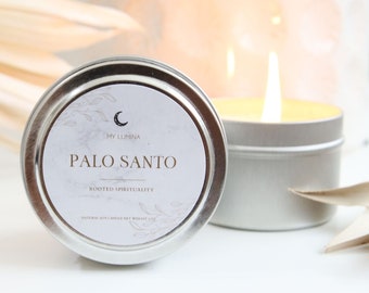 Palo Santo Mini Intentional Candle made with Natural Soy Wax and aromatherapy scent of Palo Santo | Essential Oil Candle | Candle Gift