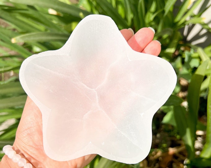 Selenite Crystal Charging Star Bowl  4" x 4.75| Crystal charging bowl | Selenite Charging Bowl | Crystals Lover Gift Idea | Jewelry Holder |