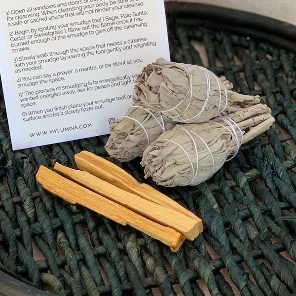 Beginner Cleansing Smudging Kit to remove negativity | Palo Santo Sticks | Smudge Kit | Spiritual Cleansing Set | Energy Cleansing |