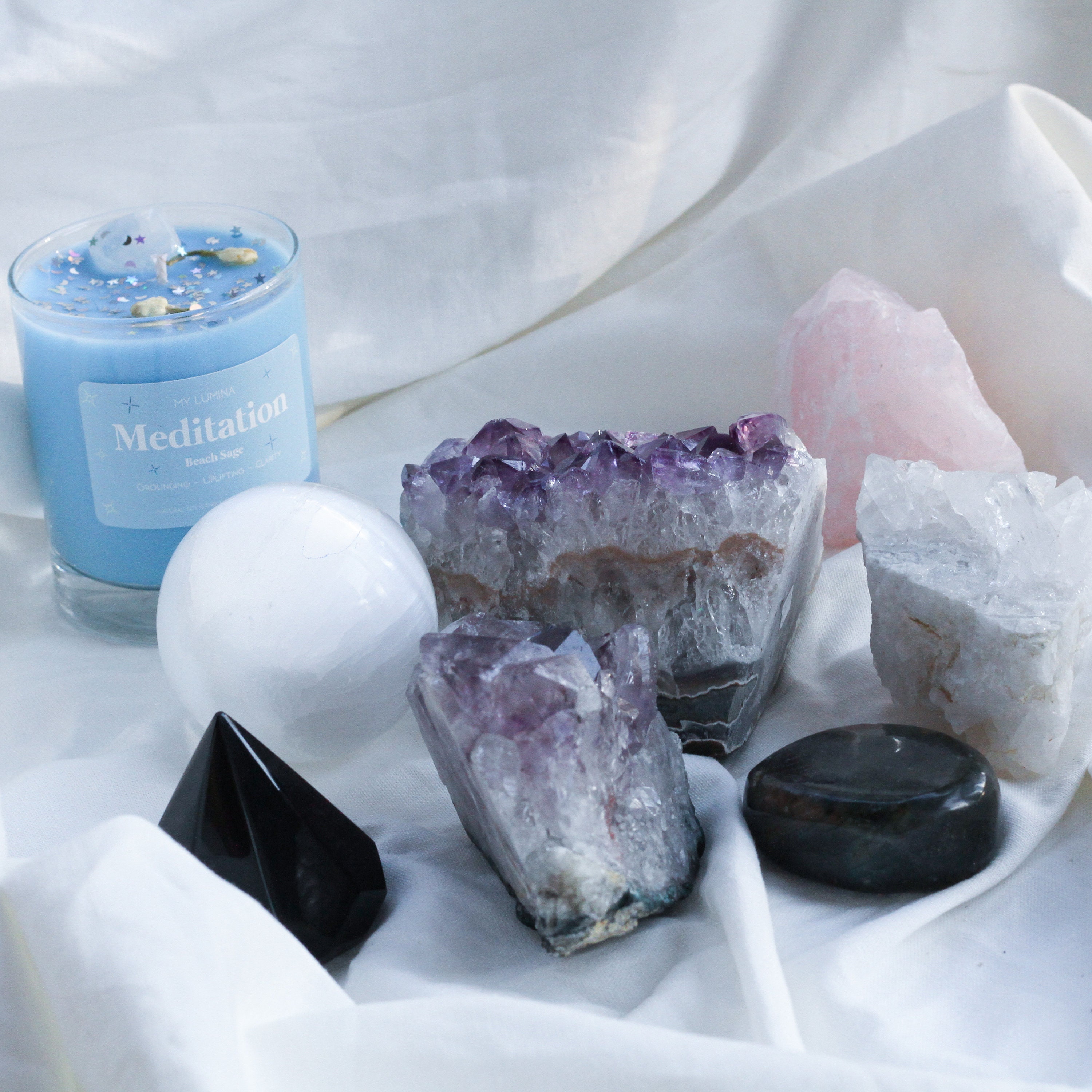 Meditation Crystal Kit Crystal Candle Meditation Box Etsy