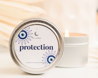 Protection Mini Intention Candle made with Natural Soy Wax and aromatherapy scent of Sandalwood and Sage | Essential Oil Candle