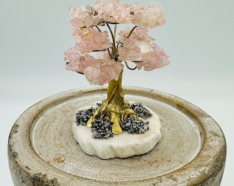 Mini Rose Quartz Crystal Tree of Life | Gemstone Crystal Tree