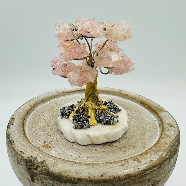 Mini Rose Quartz Crystal Tree of Life | Gemstone Crystal Tree