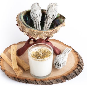 Smudge Kit for a New Home Cleansing for Blessing & Positive Energy | Ideal Housewarming Gift includes Abalone Shell, Palo Santo, White Sage