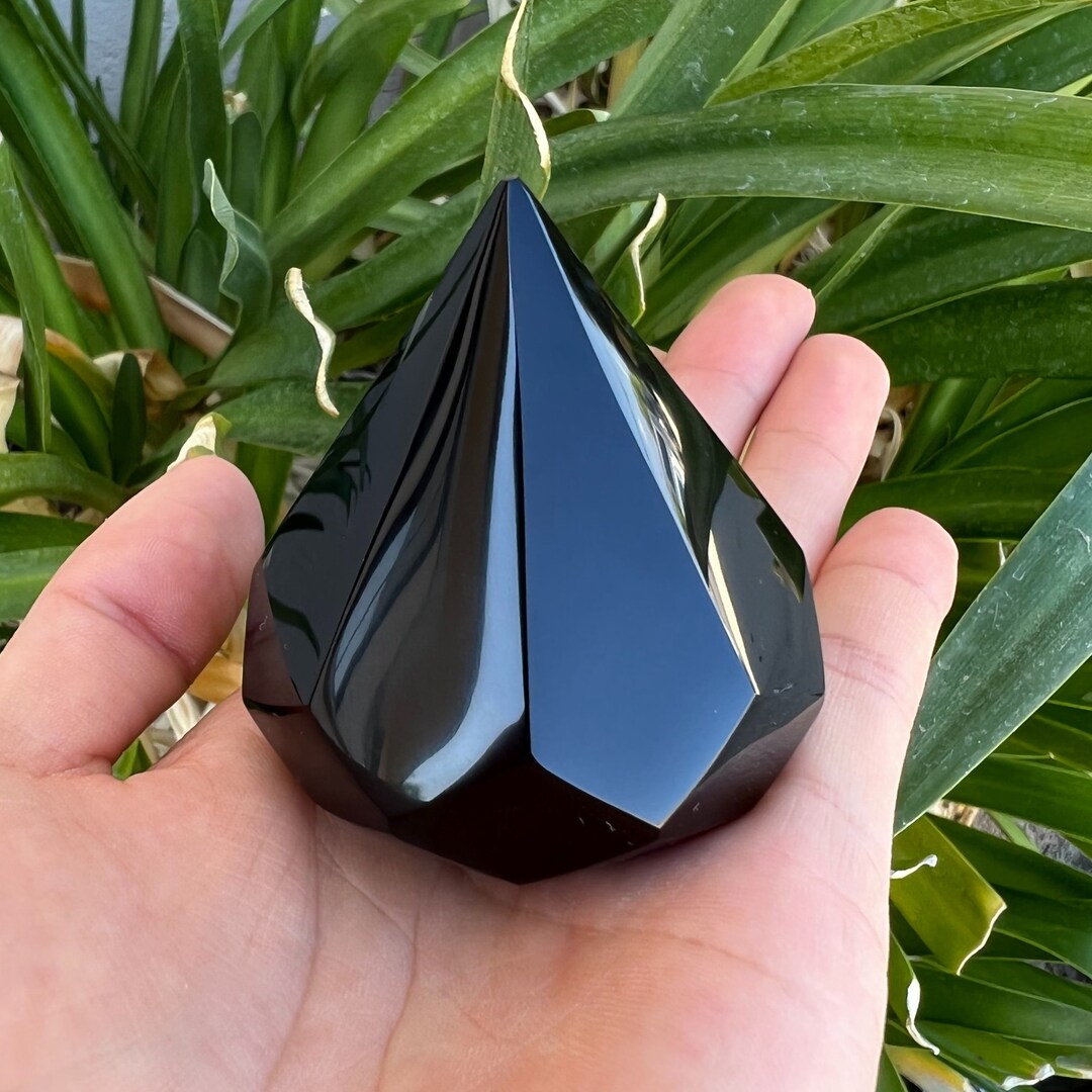 Black Obsidian Crystal Extractor Polished Natural Crystal Chakra
