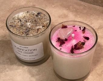 Self-love candles | Crystal Infused Candle with Spiritual Sage Candle | Crystals Activated Candle for Special Love Rituals | Soy Candles