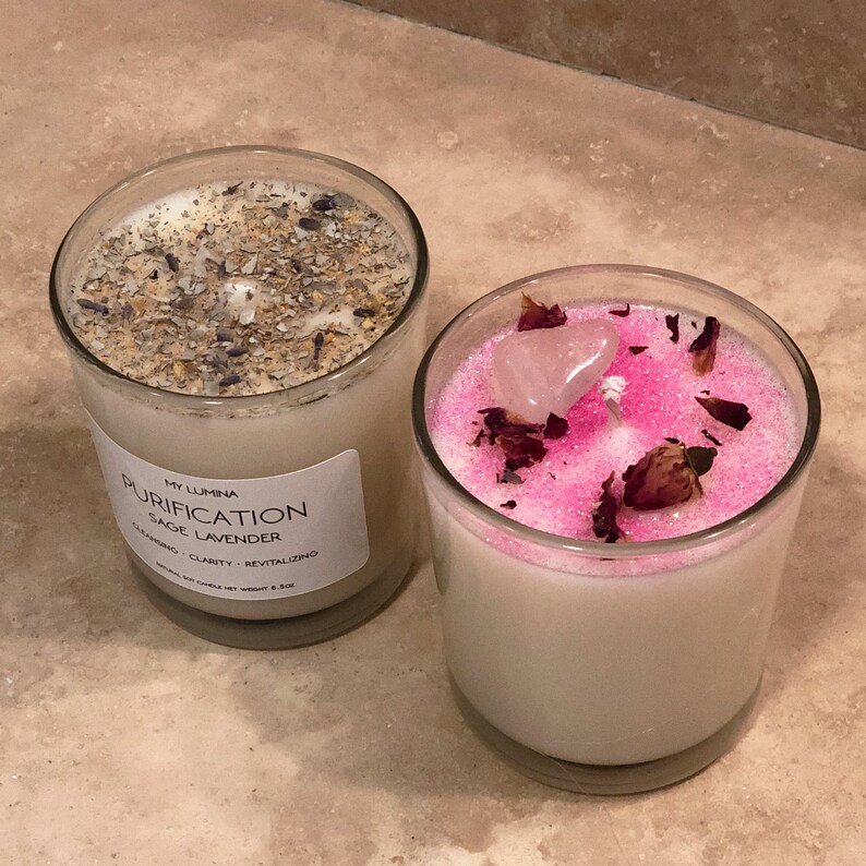 Self love candles/ Crystal Infused Candle with Spiritual Sage Etsy