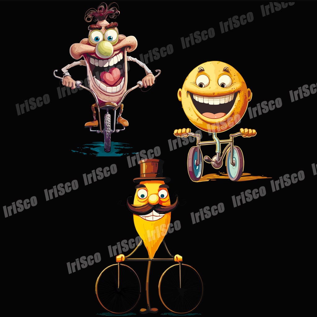 Funny Bicycles Vector Clipart, 3 Images in Svg, Ai, PNG, High Quality ...