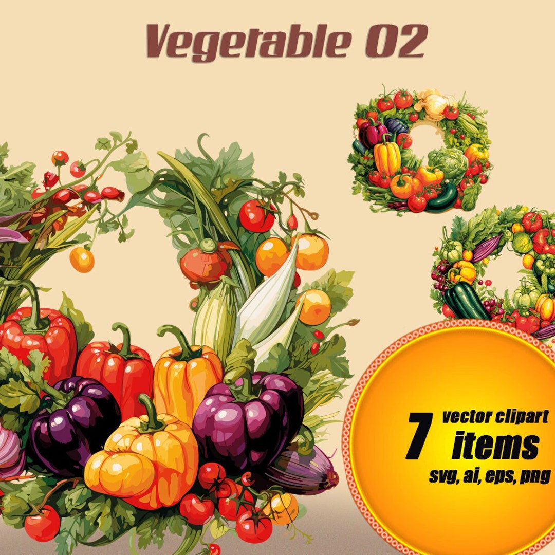 Vegetable Wreath Clipart, Garden Vegetable, Vegetable Clipart