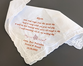 Custom Handkerchief wedding engagement proposal anniversary gift your bouquet wrap. Personalized monogram quote message design free shipping