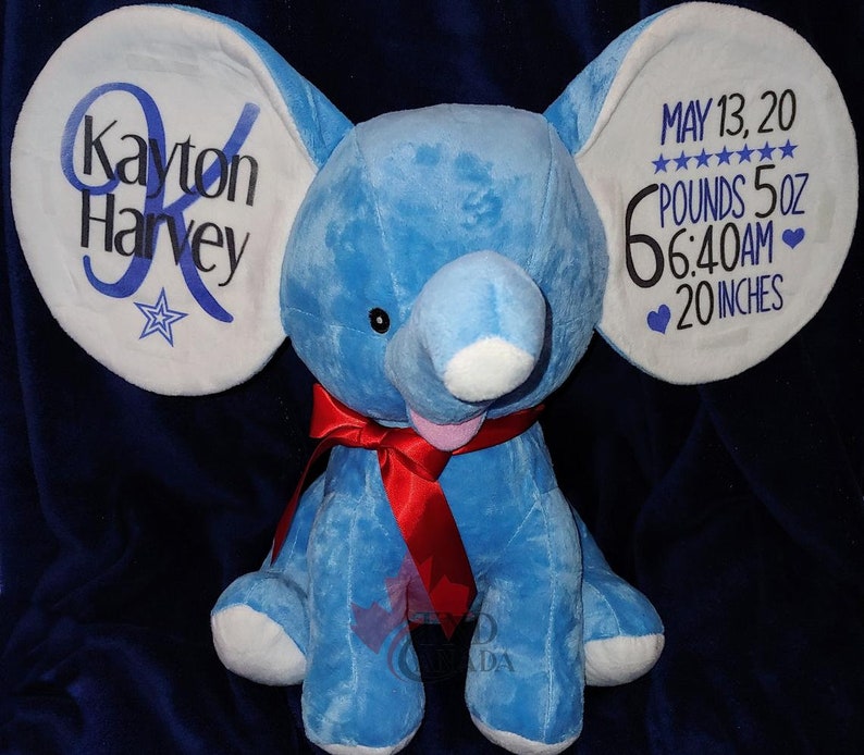 Machine Embroidery Blank Sublimation Stuffed Animal Blue Elephant 13 IN