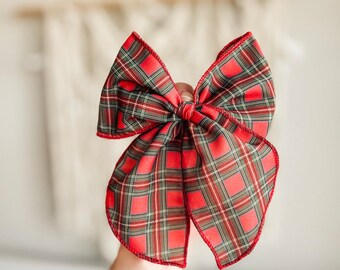 Christmas bows, Red Plaid, holiday bows, girl bows, baby bows, nylon headband bows, grace bow, fable bow, pinwheel bow