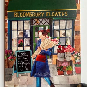 Sra. Dalloway comprando flores cartão de felicitações