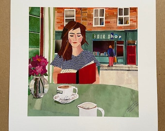 Reading Outside Café Giclée Print