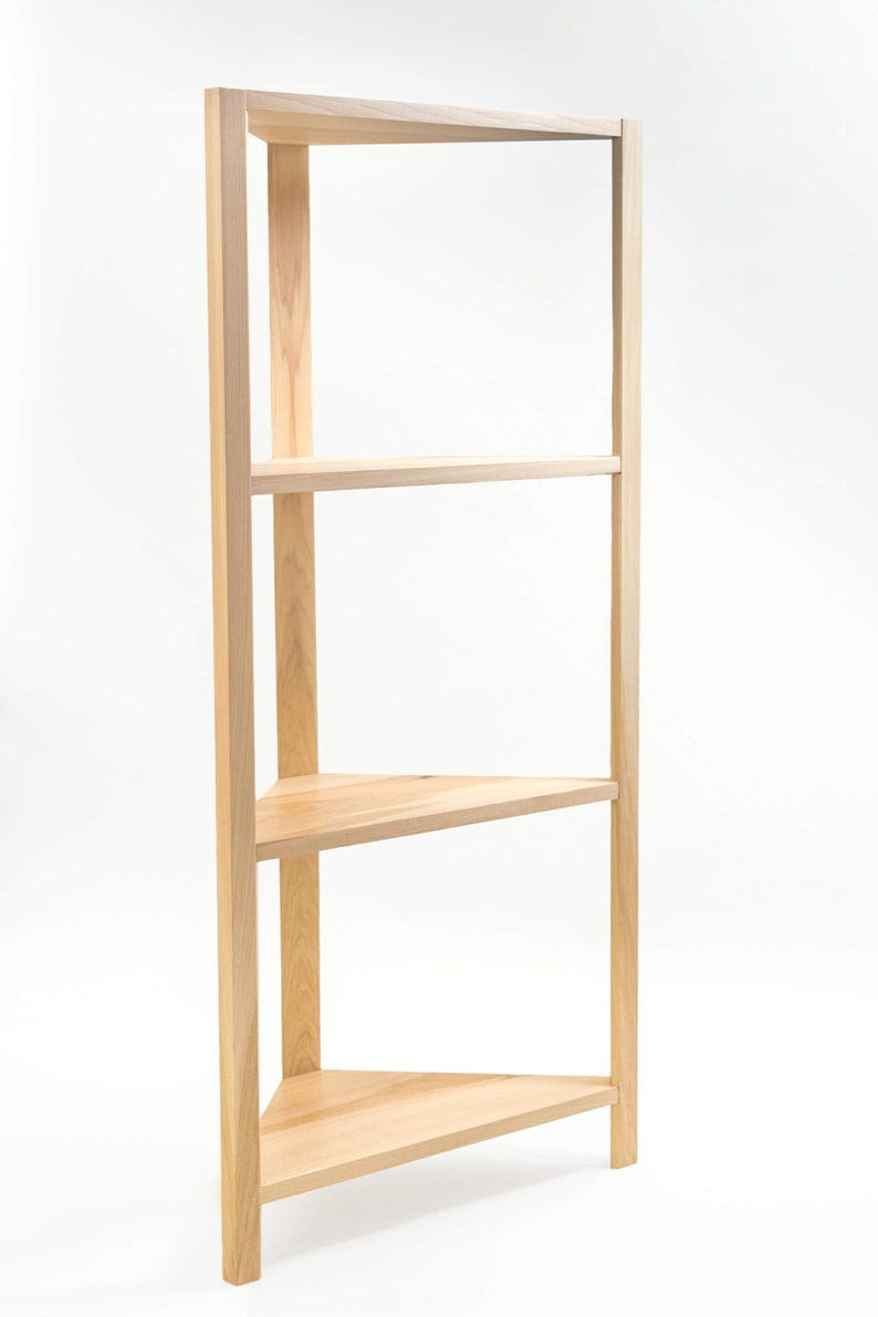 Freestanding solid wood corner shelves. Hickory. Walnut. Etsy