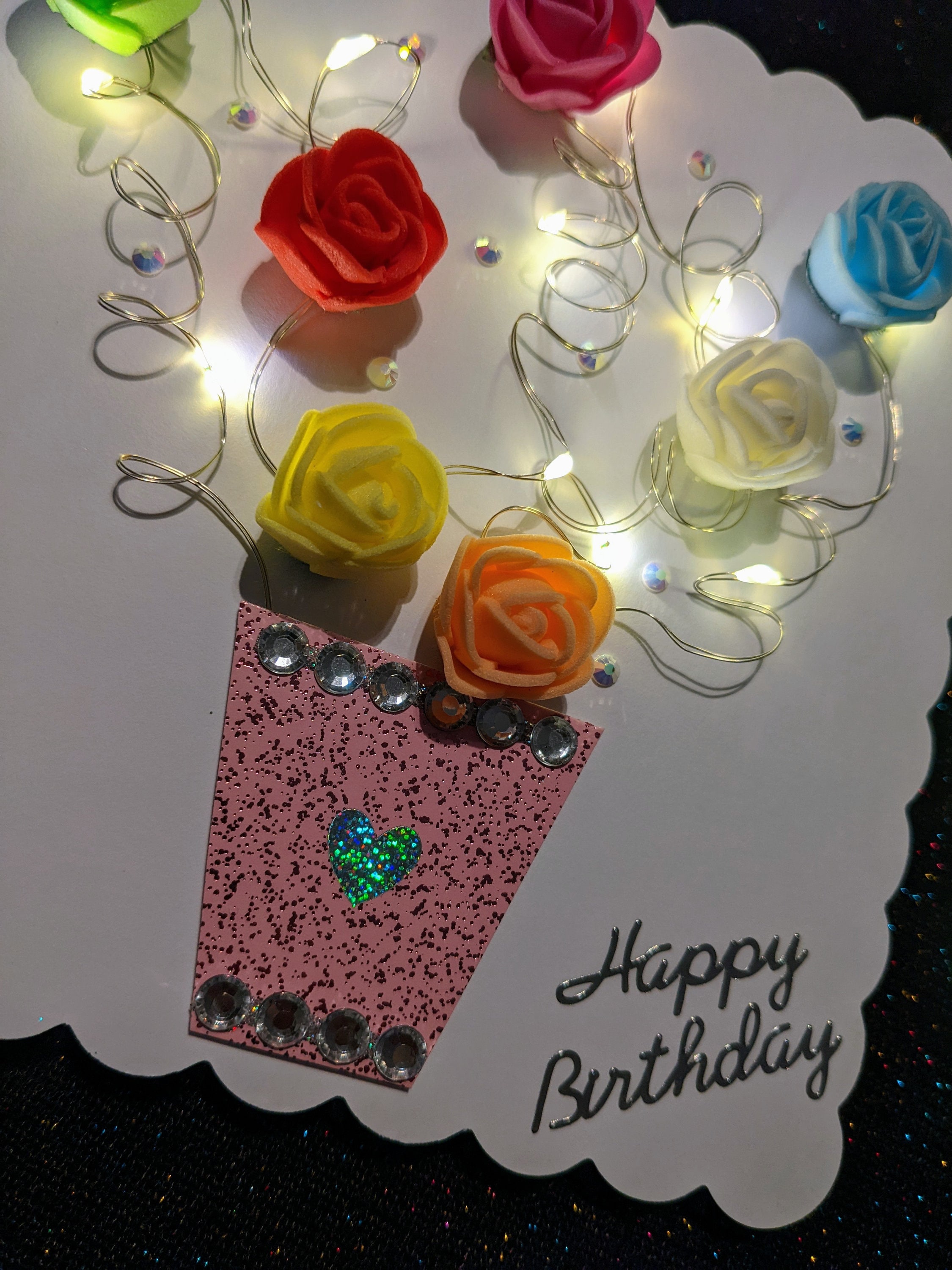 Beautiful Led Light up Card Vase of Flowers Cards With Etsy