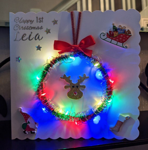 Light up Christmas Cards Light up First Christmas Cards Led Etsy UK