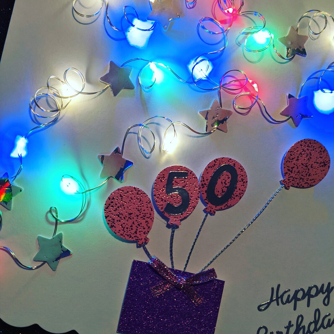 Light up Milestone Birthday Cards, Happy 50th, Happy 40th, Happy 30th