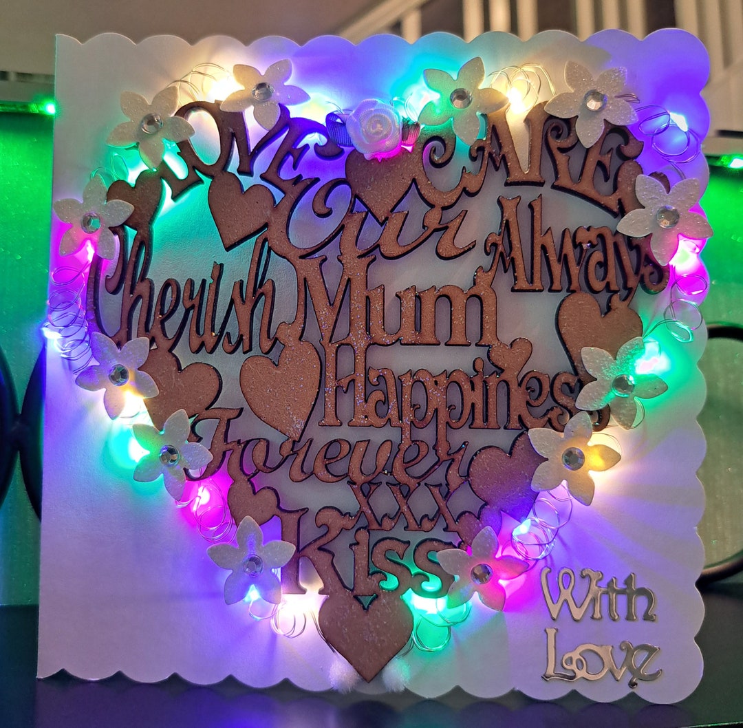 Beautiful Led Light up Card for an Extra Special Mum, Rainbow Led Light